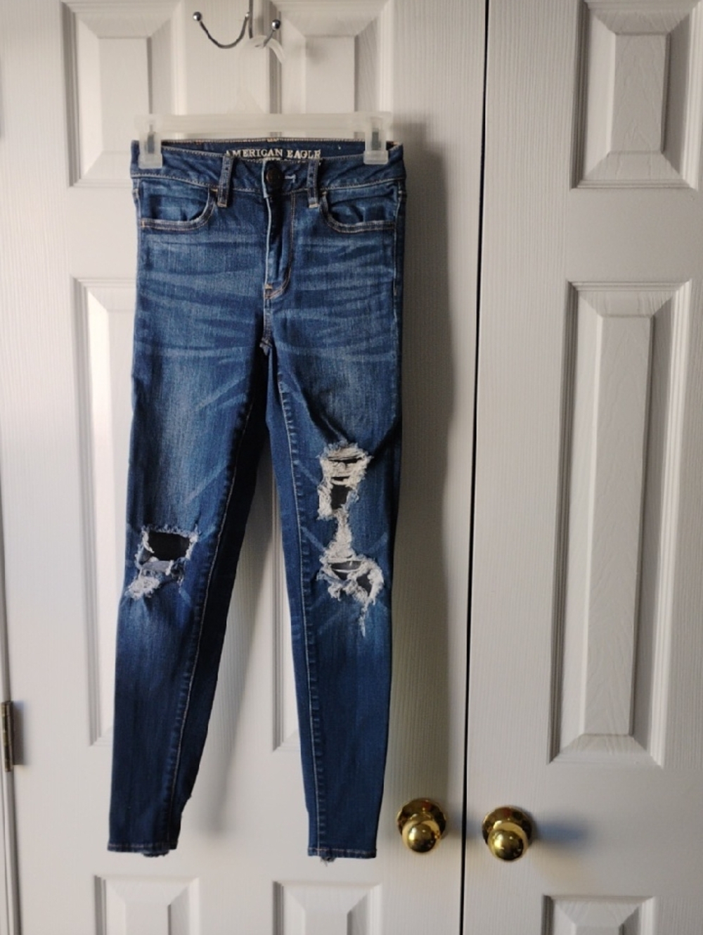 American Eagle Outfitters Blue Ripped Skinny Jeans